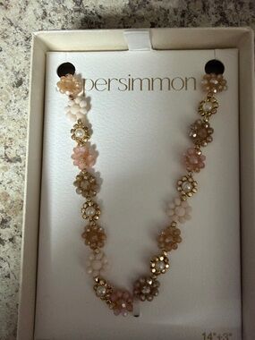 Persimmon Gold & Blush Floral Necklace